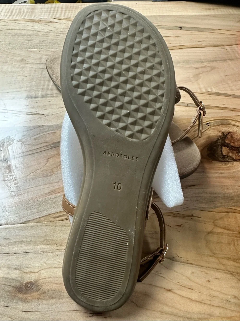Cork Accent and Tan Thong Sandals